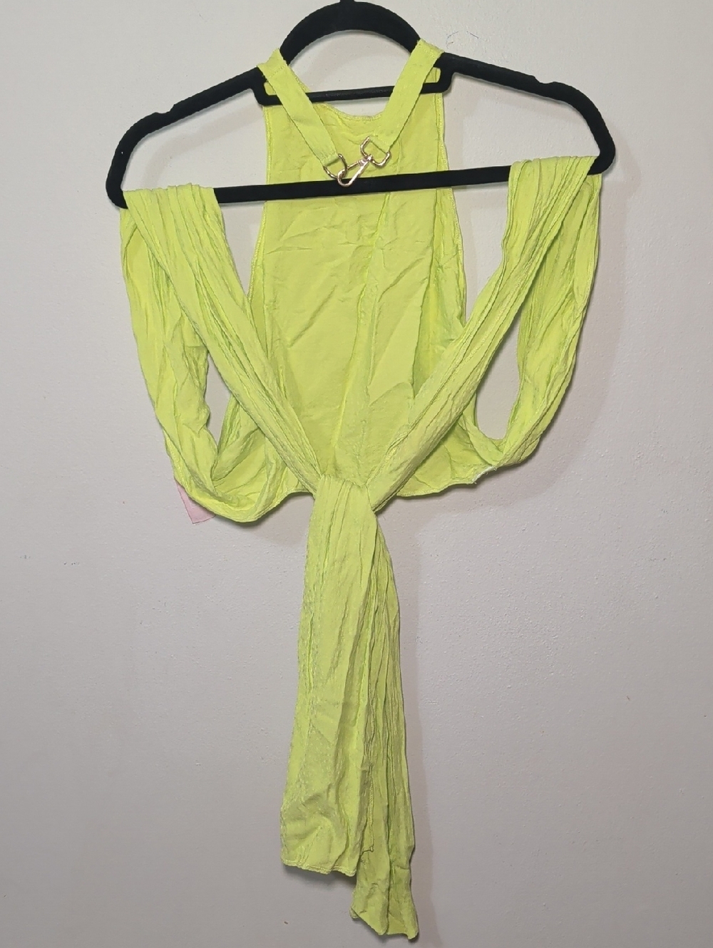 Esteban Cortazar x Rent the Runway Tie Around Top Neon Yellow Women's Size S - Picture 7 of 7